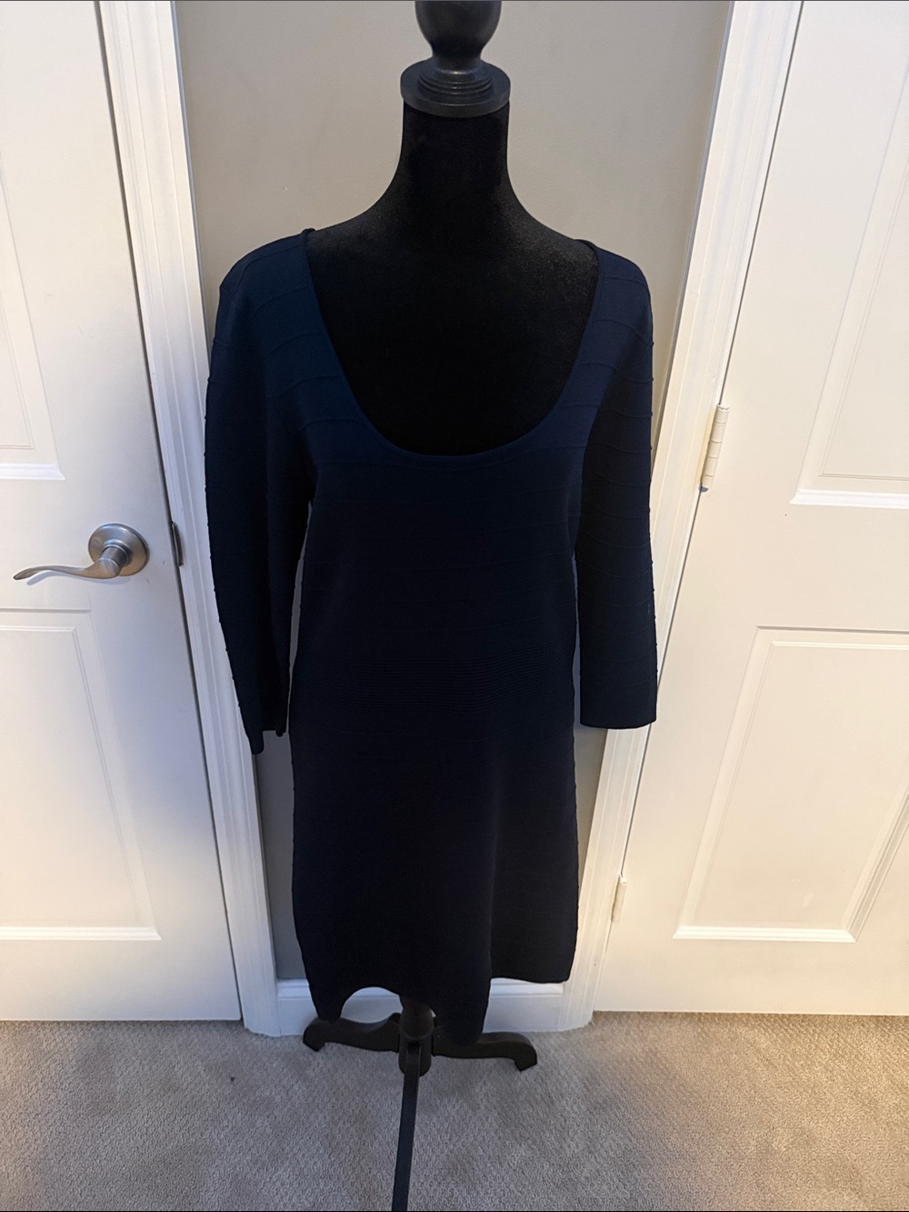 Mango Navy Scoop-Neck Midi Dress